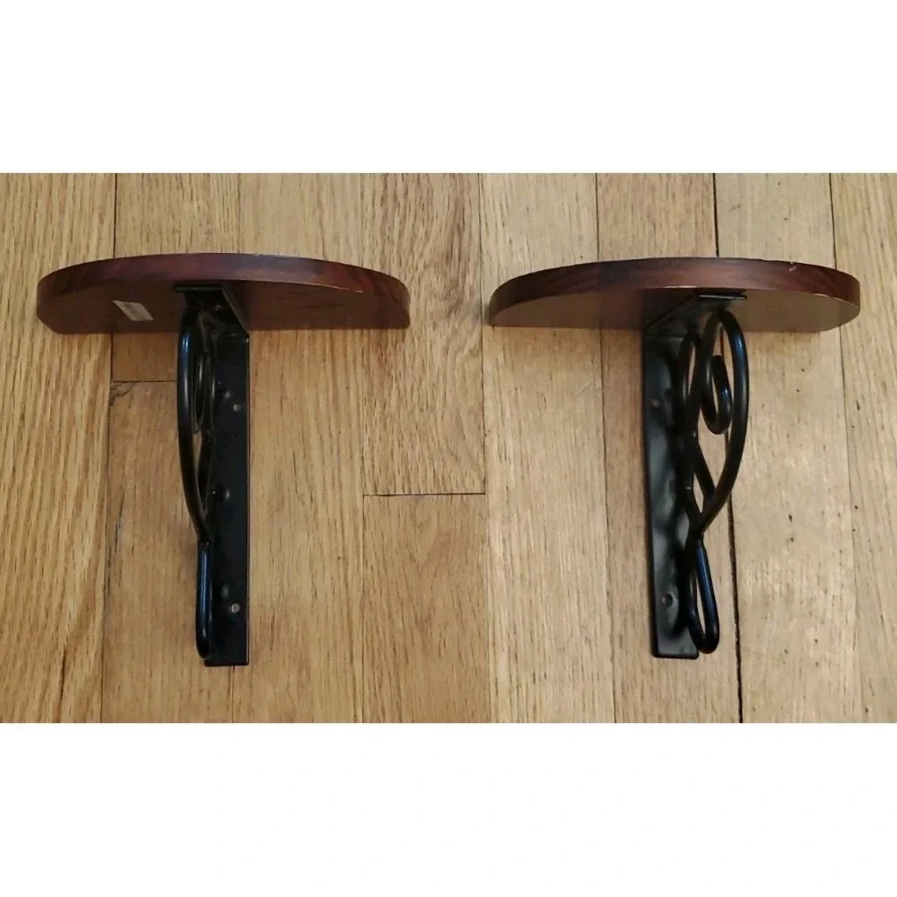 Wood And Metal Wall Shelves Small Set Of 2 Rustic Farmhouse